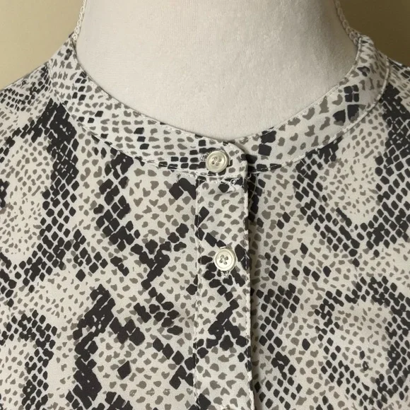 J. Crew Black, Gray and White Snakeskin Blouse Size L - Picture 2 of 11